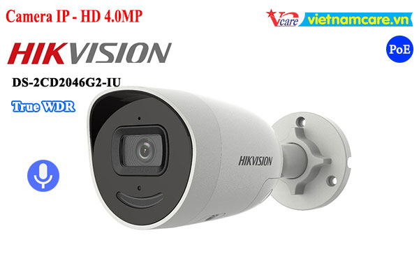 Camera IP AcuSense thân trụ 4MP HIKVISION DS-2CD2046G2-IU