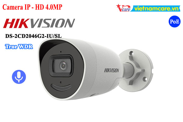 Camera IP AcuSense thân trụ 4MP HIKVISION DS-2CD2046G2-IU/SL