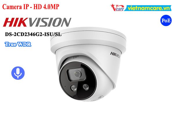 Camera IP AcuSense Dome 4MP HIKVISION DS-2CD2346G2-ISU/SL