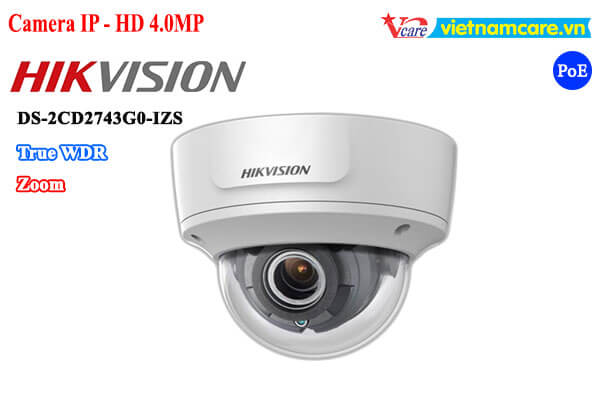 Camera IP Dome hồng ngoại 4.0 Megapixel HIKVISION DS-2CD2743G0-IZS