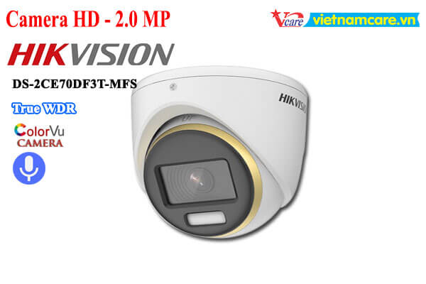 Camera HDTVI ColorVu 2MP HIKVISION DS-2CE70DF3T-MFS