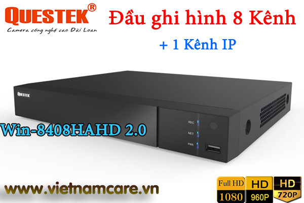 Đầu ghi hình 8 kênh + 1 Kênh IP QUESTEK Win-8408HAHD 2.0