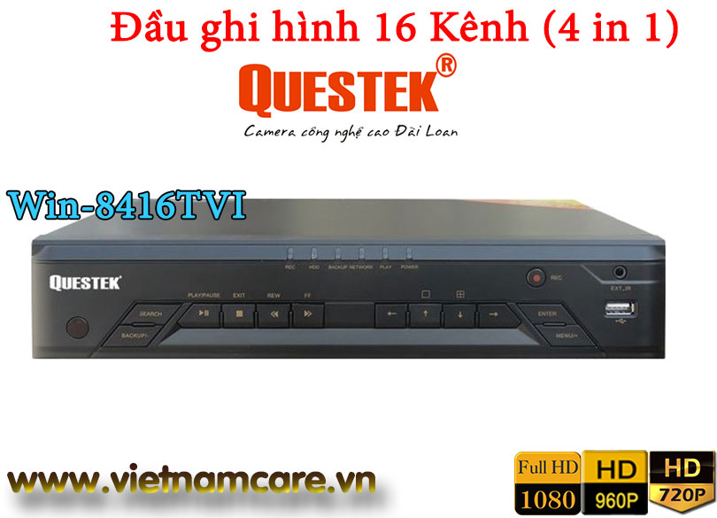 Đầu ghi hình HD-TVI 16 kênh QUESTEK Win-8416TVI